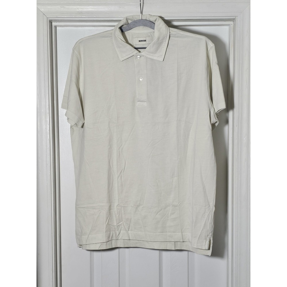 Buck Mason Sueded Cotton Polo Shirt Natural Venice Wash Mens Size Large Ivory